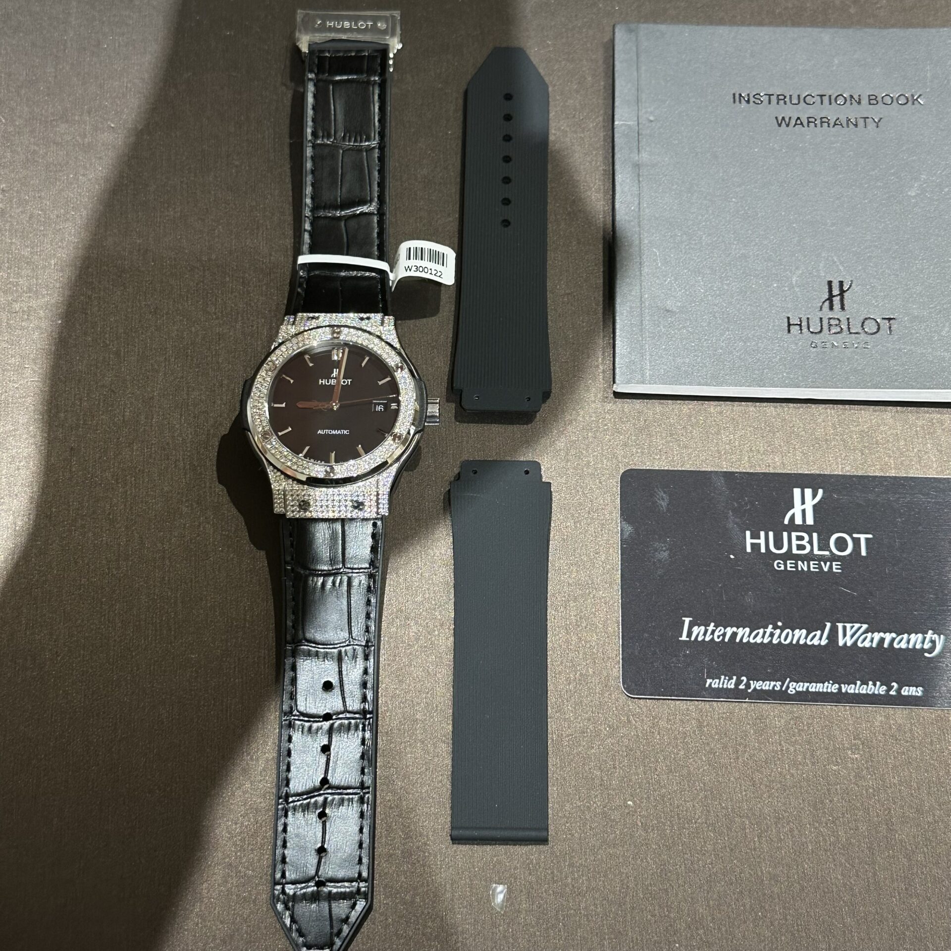 Hublot Replica Watch With Full Diamond Moissanite Diamonds Black Dial Men s 42mm
