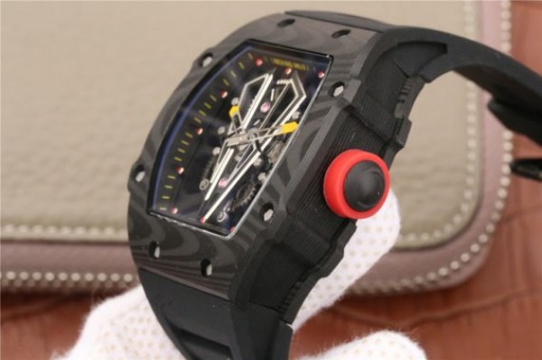 Replica Richard Mille RM027-03 Full Black Carbon Skeleton Dial Black Rubber Strap 6T51