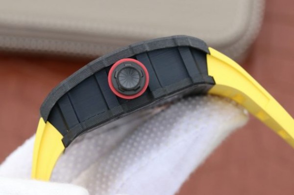 Replica Richard Mille RM035-02 Rafael Nadal FC Titanium Case KVF Skeleton Dial Red Yellow Rubber Strap MIYOTA8215