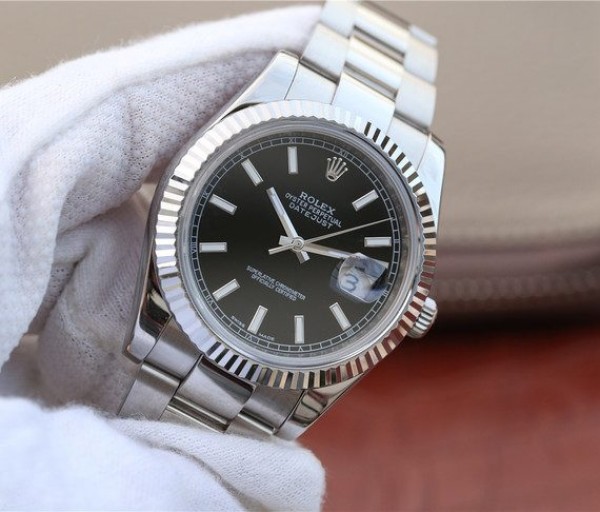 Replica Rolex DateJust 41mm 126334 Noob Fluted Bezel Black Dial Stick Markers Bracelet A3235