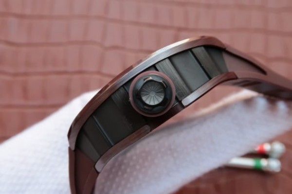 Replica Richard Mille RM055 Brown Ceramic Brown Inner Bezel Skeleton Dial Brown Rubber Strap MIYOTA8215