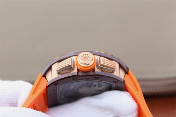 Replica Richard Mille RM011 Felipe Massa RG Chrono Brown Skeleton Dial Orange Rubber Strap A7750