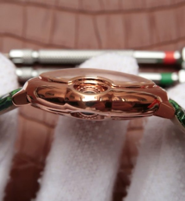 Replica Cartier Ballon Bleu 33mm RG White Textured Dial Leather Strap