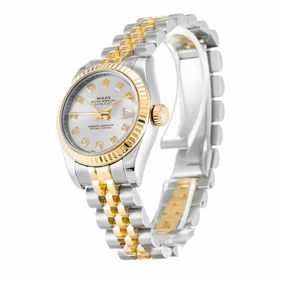 Rolex Datejust 179173 Yellow Gold   Diamond Silver Dial Replica