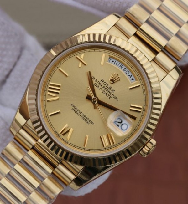 Replica Rolex Day-Date 40mm 228238 YG Dial Roman Markers YG Bracelet A3255