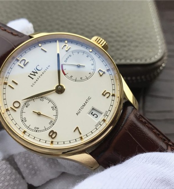 Replica IWC ZF Portuguese IW500101 YG White Dial Leather Strap A52010