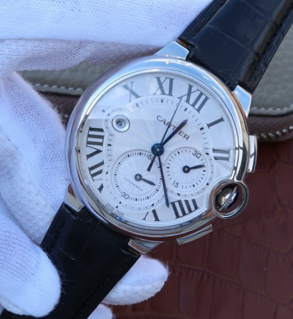 Replica Cartier Ballon Bleu De Cartier Chrono SS White Dial A8101