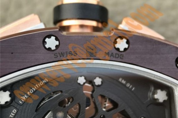 Replica Richard Mille RM011 Brown Ceramic RG Chrono Skeleton Dial Black Rubber Strap A7750