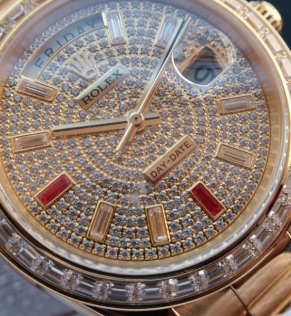 Replica Rolex Day-Date 218399 YG Full Diamonds A3255