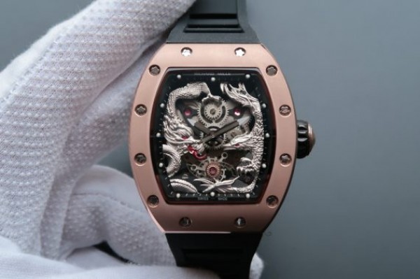 Replica Richard Mille RM057 Dragon Phoenix RG Case SS Dragon Dial Black Rubber Strap