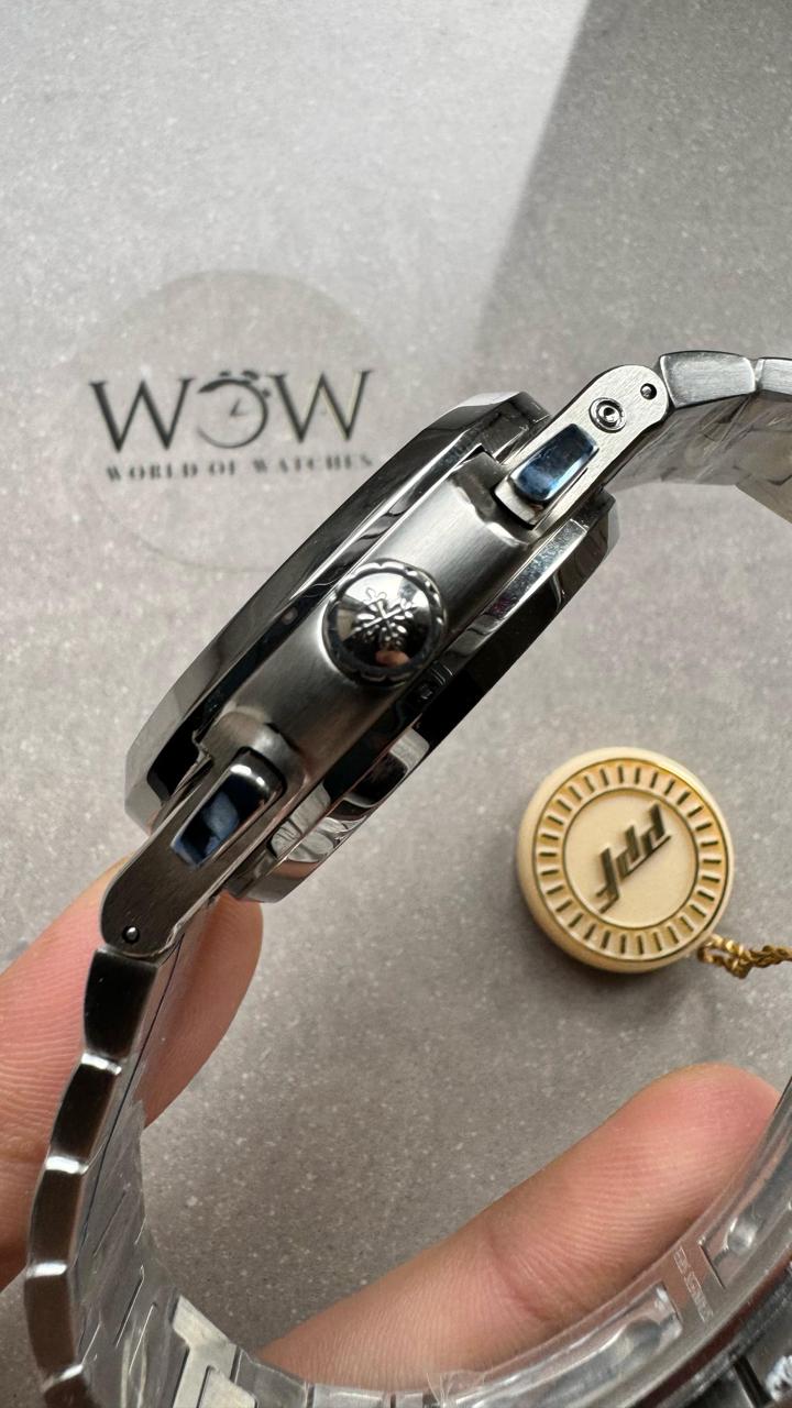 Replica PATEK PHILIPPE PPF Nautilus Chronograph Travel 5990 SS Grey Dial Stick on SS Bracelet A28-520