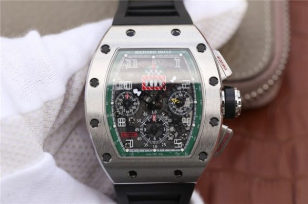 Replica Richard Mille RM011 Green Felipe Massa Dubai Limited Edition Black Rubber Strap A7750