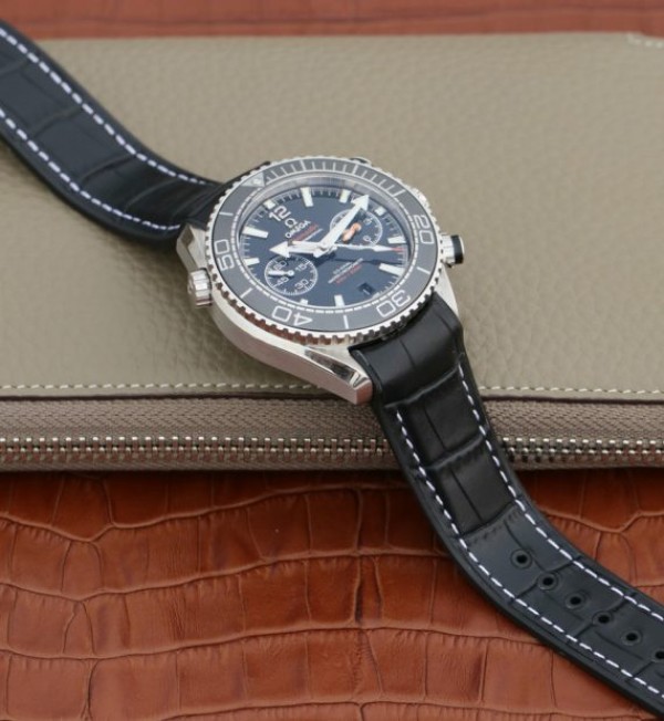 Replica Omega OMF Planet Ocean Master Chronometer Black LiquidMetal Leather Strap A9900