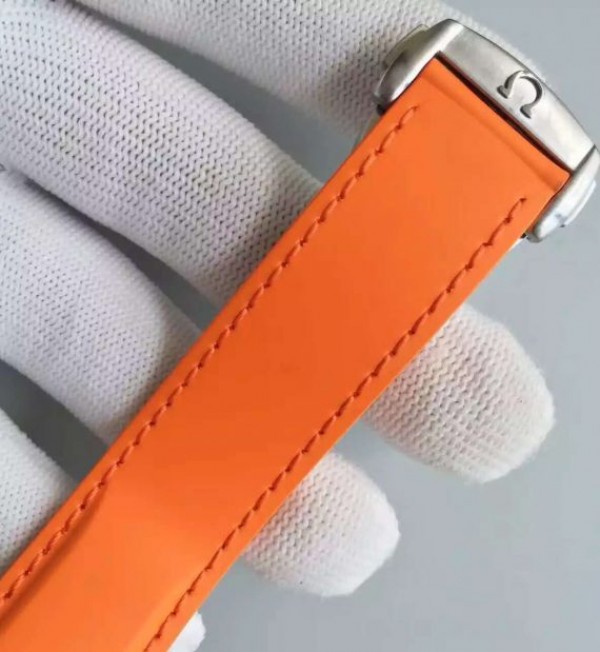Replica Omega Planet Ocean SS GMT Gray Dial Orange Bezel Rubber Strap A8615