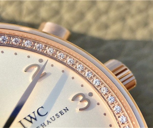 Replica IWC ZF Portuguese Chrono IW3714 RG White Dial Diamonds Inner Bezel