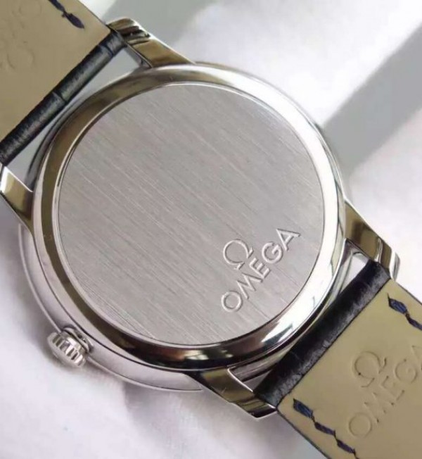 Replica Omega MKF De Ville 39.5mm SS White Dial Black Leather Strap A8500
