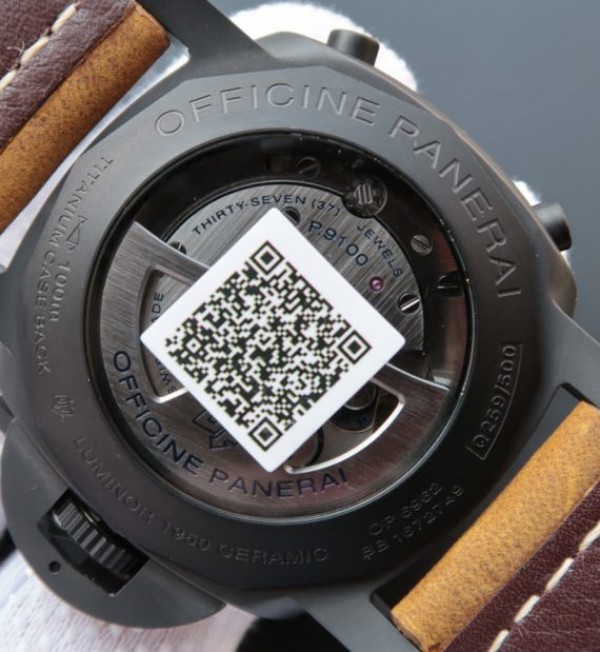 Replica Panerai XF PAM580 Real Ceramic Black Dial Asso Strap P.9100