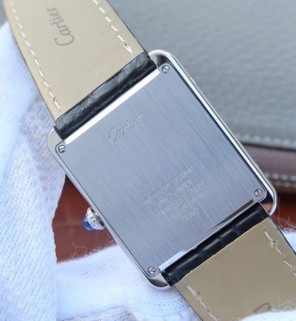 Replica Cartier Tank Solo SS White Dial Black Leather Strap Ronda Quartz