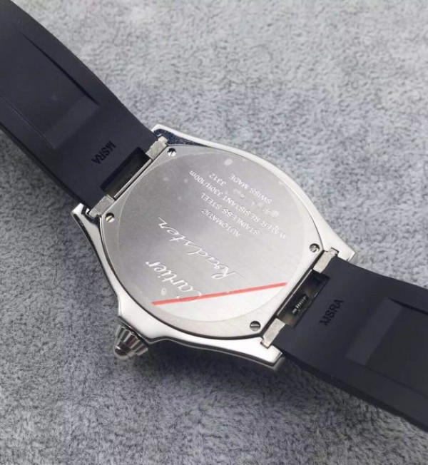 Replica Cartier Roadster SS White Dial Black Rubber Strap A2824