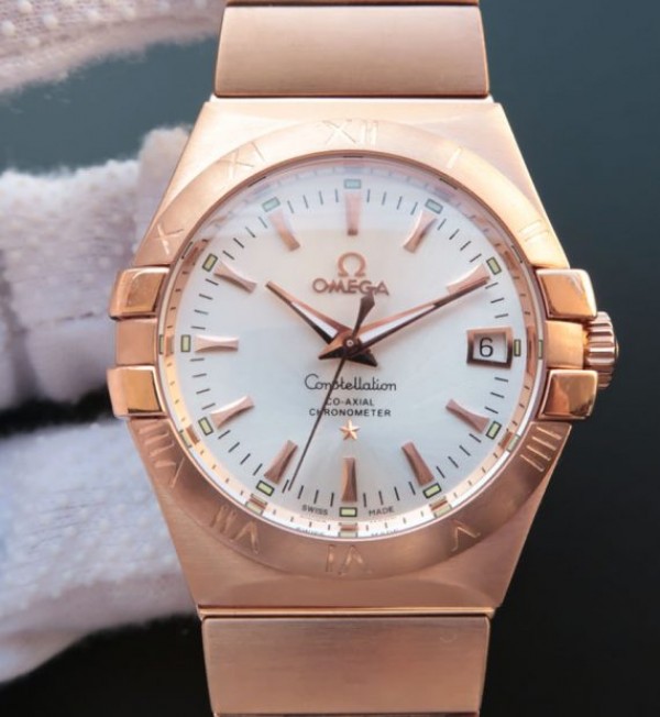Replica Omega V6 Constellation 123.20.35 RG Case White Dial