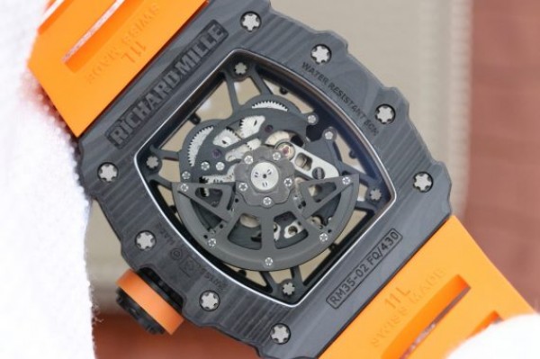 Replica Richard Mille RM035-02 Rafael Nadal FC Titanium Case KVF Skeleton Dial Orange Rubber Strap MIYOTA8215