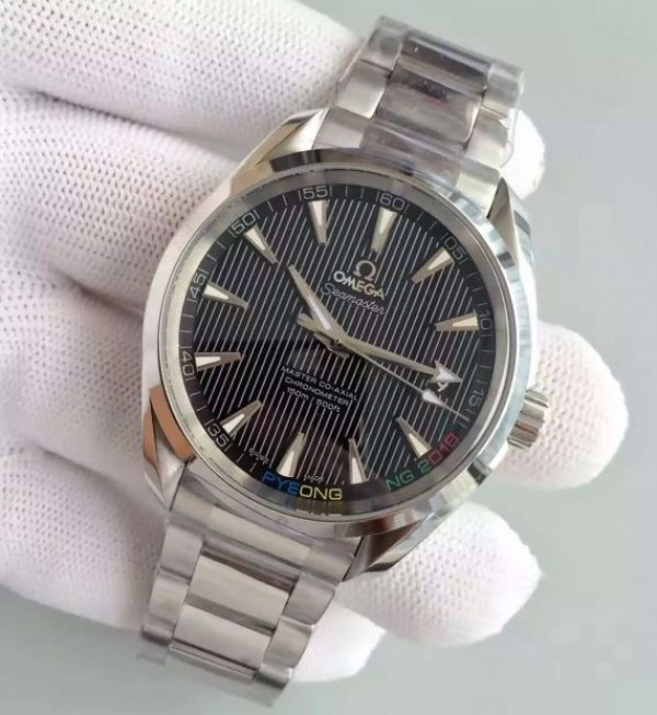 Replica Omega XF Seamaster CO-AXIAL Master PyeongChang 2018 Black Dial SS Bracelet A8500