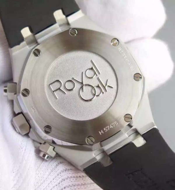 Replica Audemars Piguet Royal Oak Chronograph SS Black Dial Rubber Strap A7750