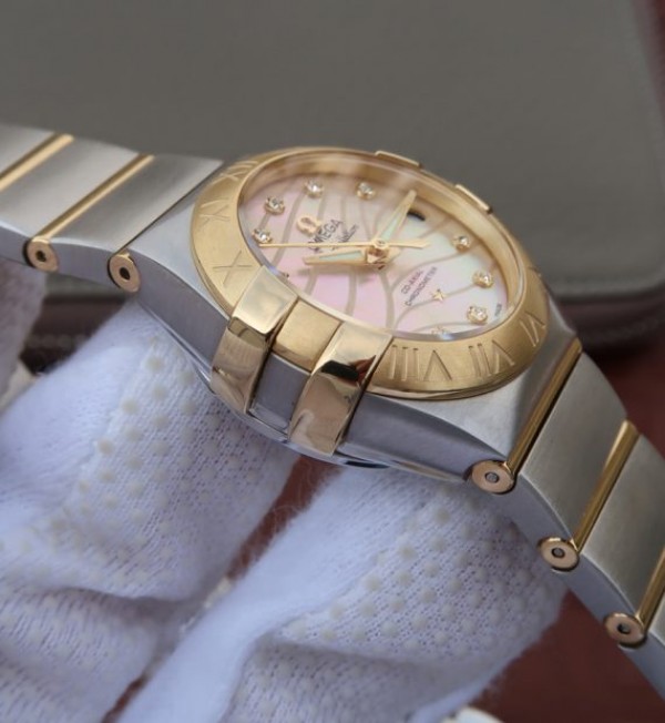 Replica Omega V6 Constellation 27mm YG Dial Diamonds Markers SS/YG Bracelet A8520