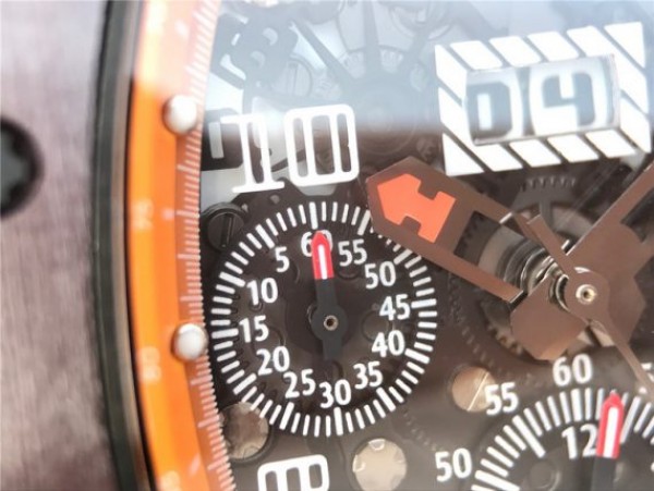 Replica Richard Mille RM011 Felipe Massa RG Chrono Brown Skeleton Dial Orange Rubber Strap A7750