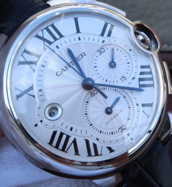 Replica Cartier Ballon Bleu De Cartier Chrono SS White Dial A8101