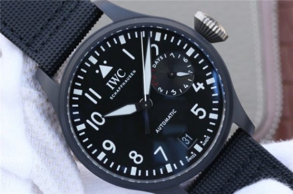 Replica IWC Big Pilot Real PR IW502001 Real Ceramic ZF V2 Black Calfskin Strap A51111