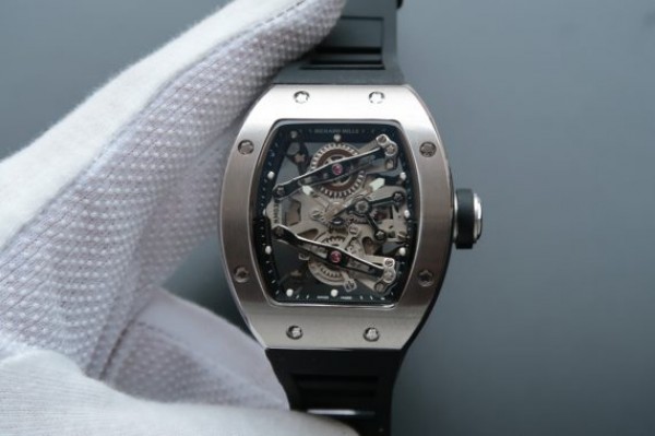 Replica Richard Mille RM038 SS Black Inner Bezel Skeleton Dial Black Rubber Strap Jap Quartz