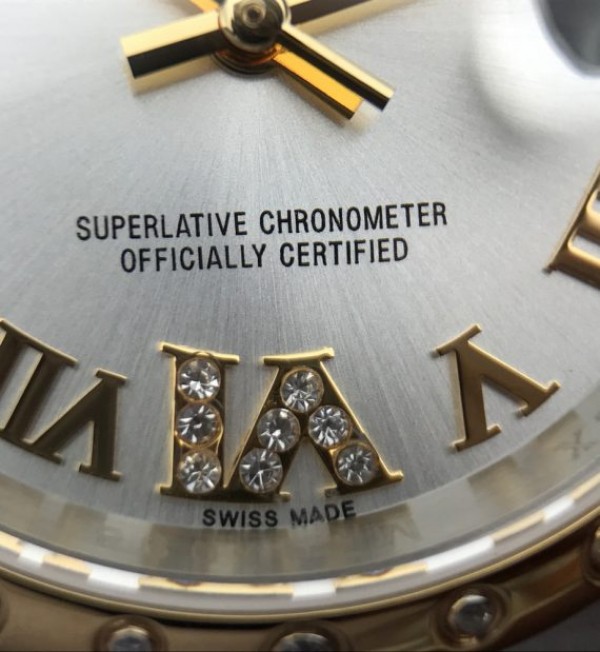 Replica Rolex DateJust 31mm Diamonds Bezel Roman Markers White Dial Bracelet A2235