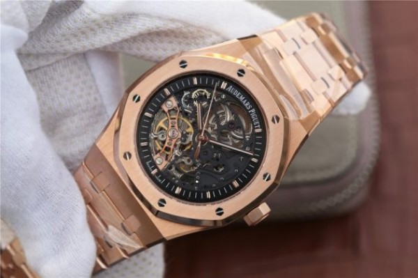 Replica Audemars Piguet Royal Oak 41mm Double Balance Wheel Openworked 15407 RG JF  RG Bracelet A3132