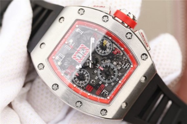 Replica Richard Mille RM011 Felipe Massa Red Inner Bezel Black Rubber Strap A7750