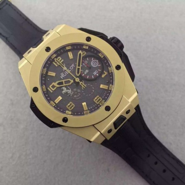 Replica Hublot Big Bang Ferrari Limited Edition YG Black Dial Black Rubber Strap A7753