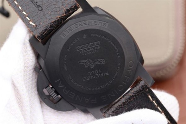Replica Panerai PAM508 VSF Real Ceramic Black Distressed Calfskin Strap P.9000