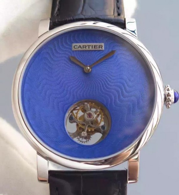 Replica Cartier Rotonde De Cartier Tourbillon SS Blue Dial