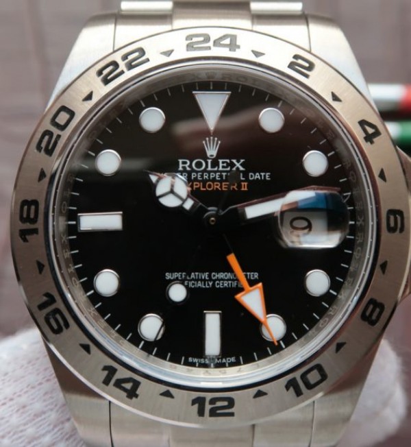 Replica Rolex EXPLORER II 42mm 216570 Noob Black Dial SS Bracelet A3187