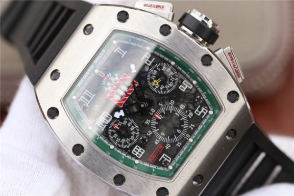 Replica Richard Mille RM011 Green Felipe Massa Dubai Limited Edition Black Rubber Strap A7750