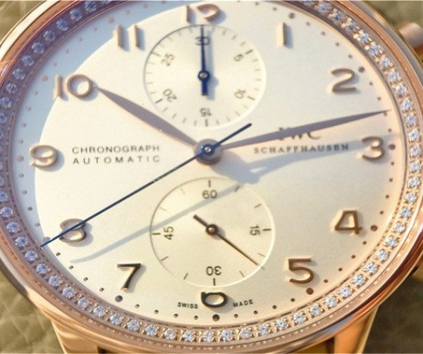 Replica IWC ZF Portuguese Chrono IW3714 RG White Dial Diamonds Inner Bezel