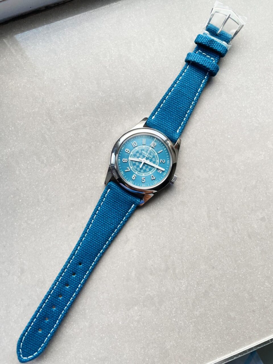 Replica PATEK PHILIPPE Calatrava 6007A-001 SS ZF 1:1 Best Edition Blue Dial on Blue Leather Strap A324CS