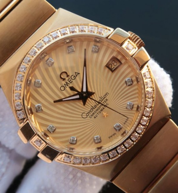 Replica Omega V6 Constellation 123.20.35 YG Case Yellow Dial