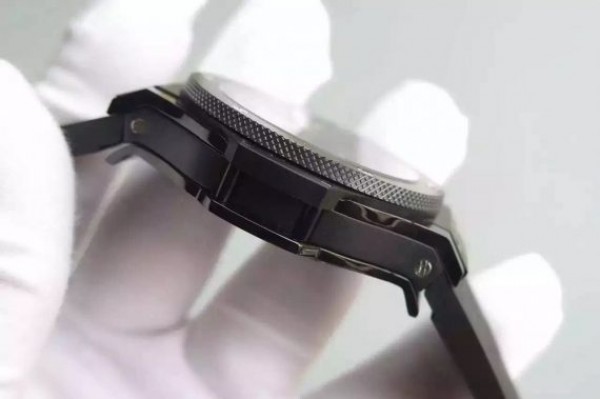 Replica Hublot Big Bang Tourbillon PVD Black Textured Dial Black Rubber Strap