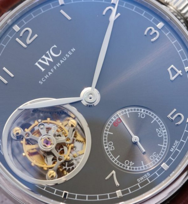 Replica IWC BM Portuguese Tourbillon Gray Dial Leather Strap