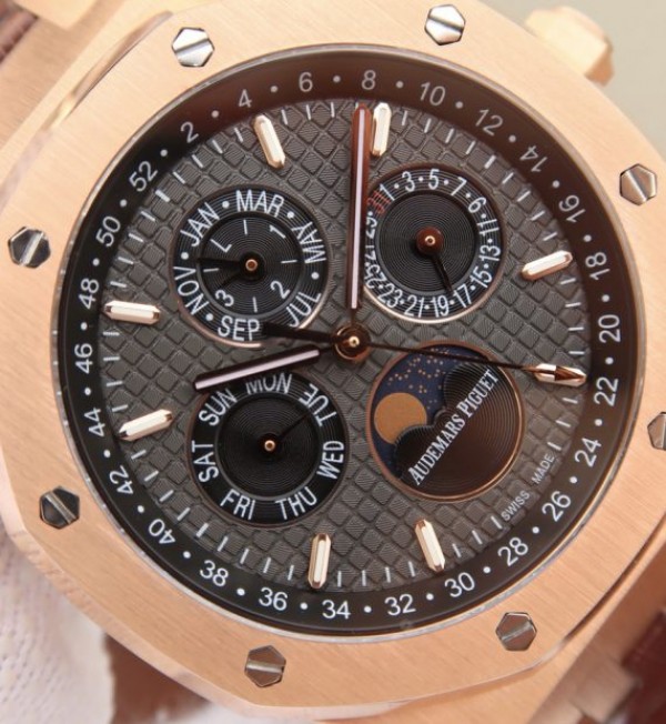 Replica Audemars Piguet JF Royal Oak 41mm 26574 RG Black Dial Leather Strap A5134
