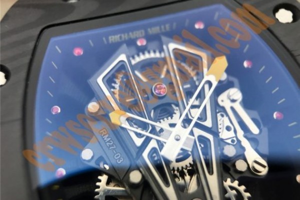 Replica Richard Mille RM027-03 Full Black Carbon Skeleton Dial Black Rubber Strap 6T51
