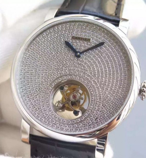 Replica Cartier Rotonde De Cartier Tourbillon SS Diamonds Dial