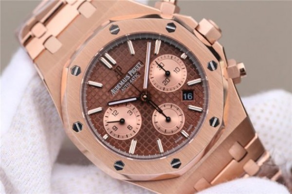 Replica Audemars Piguet Royal Oak Chronograph RG JHF Brown/RG Dial RG Bracelet A7750