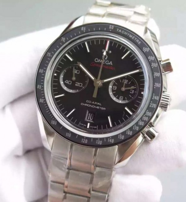 Replica Omega Speedmaster Moonwatch Chrono Dark Side Of The Moon SS Bracelet A9300